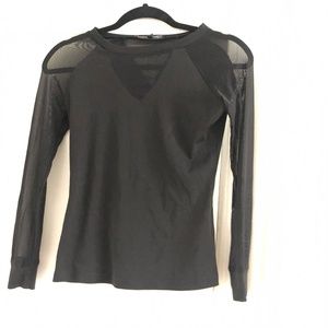 Blue Sky Butterfly Sheer Sleeve top Small